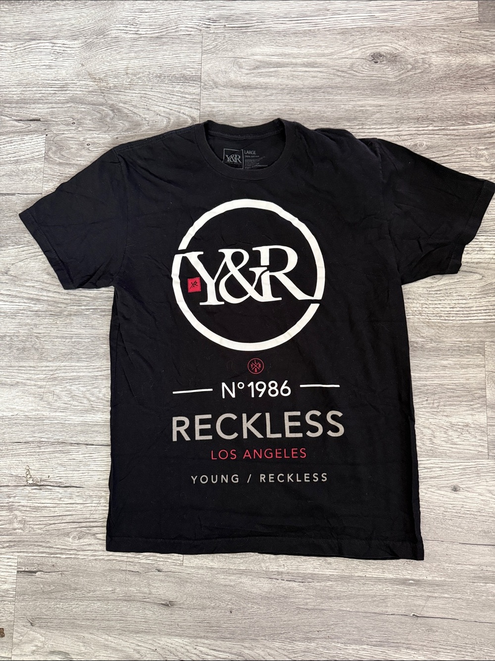 Young & Reckless Black T-Shirt with White & Red Logo